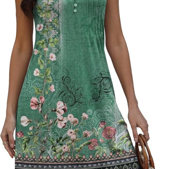 Beach Dresses for Women 2025 Vacation Swim Cover up V-Neck Summer Dress Button D - Picture 6 of 8